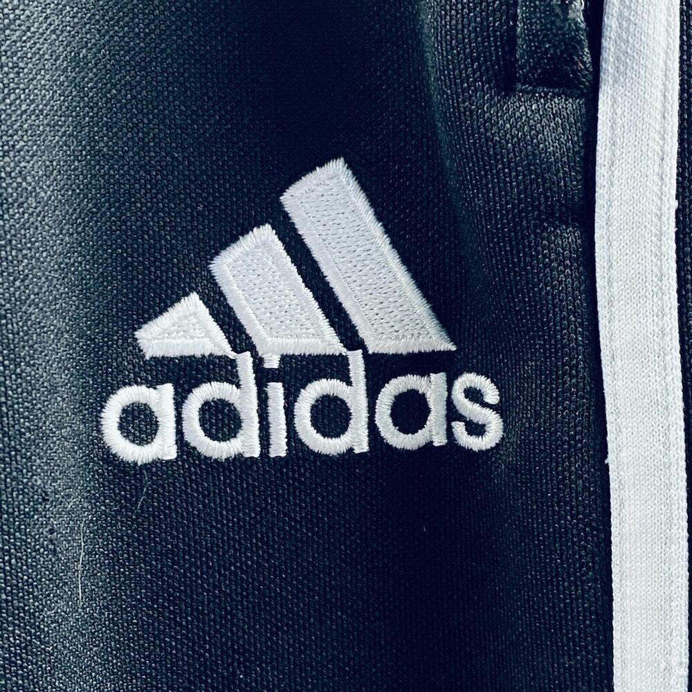 adidas Young Men’s Track Pants Black L/G Zippered Leg Athletic Joggers 3‑Stripe